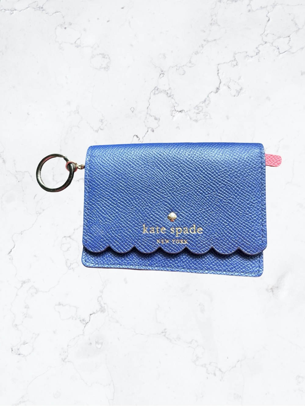 kate spade Blue Scallop Edge Card Holder with Key Ring